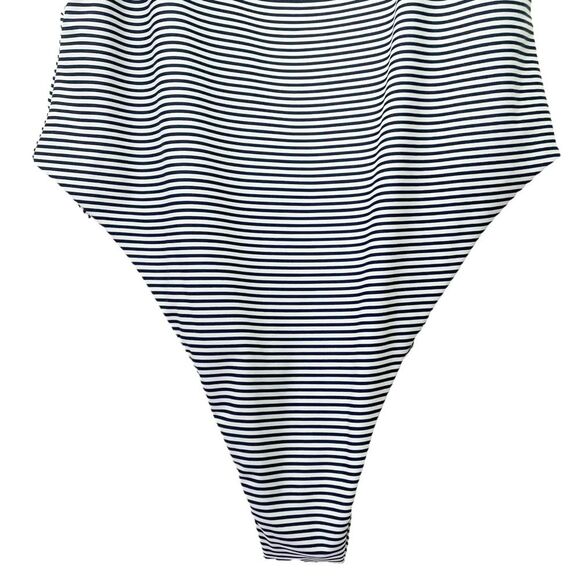 Aerie Super Scoop One Piece Swimsuit Size XL Navy White Stripe Hi Cut Cheeky - Picture 9 of 13